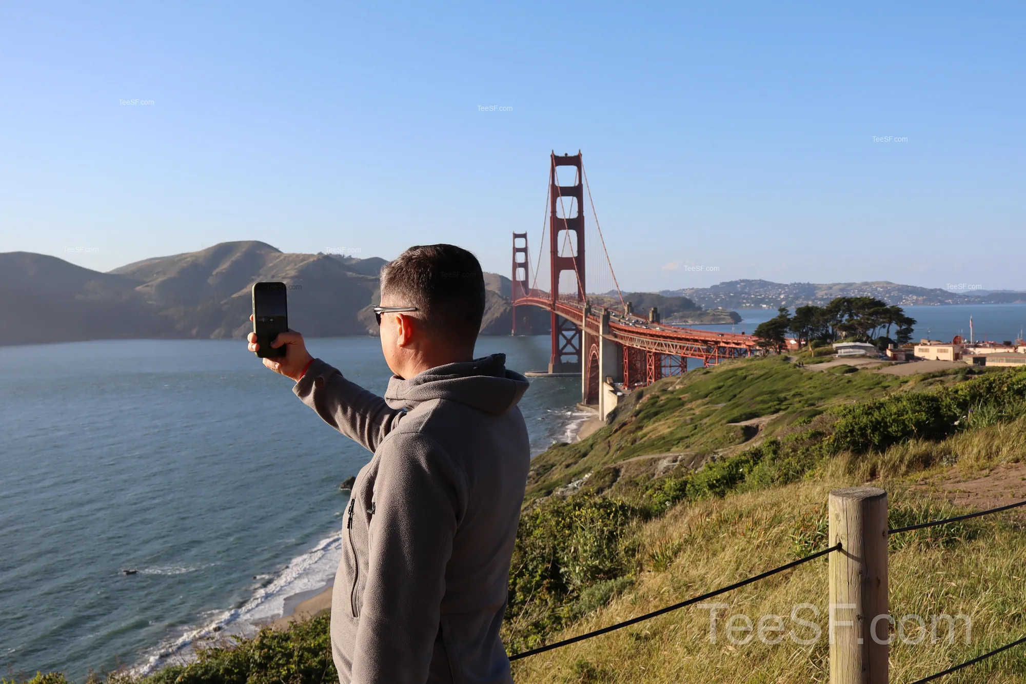 golden Gate Bridge Overlook Selfie during a Stripe Sessions 2026 visit in San Francisco.